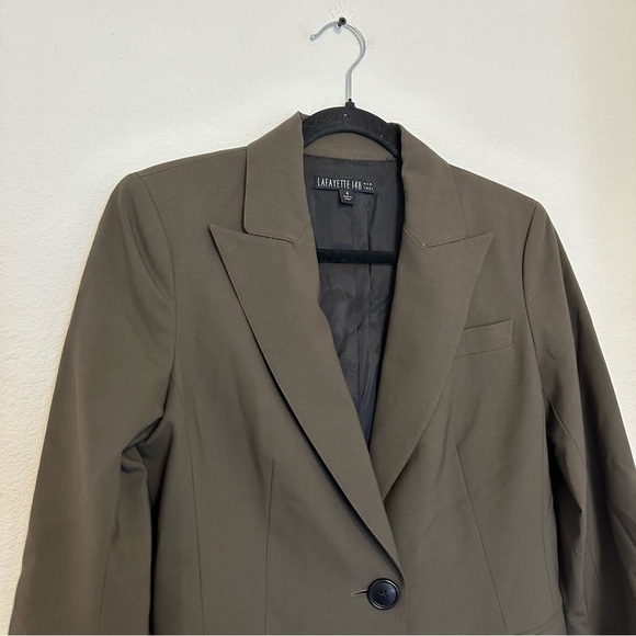 Lafayette 148 New York One Button Longline Blazer Brown Green Size 4 Women’s - Picture 5 of 11